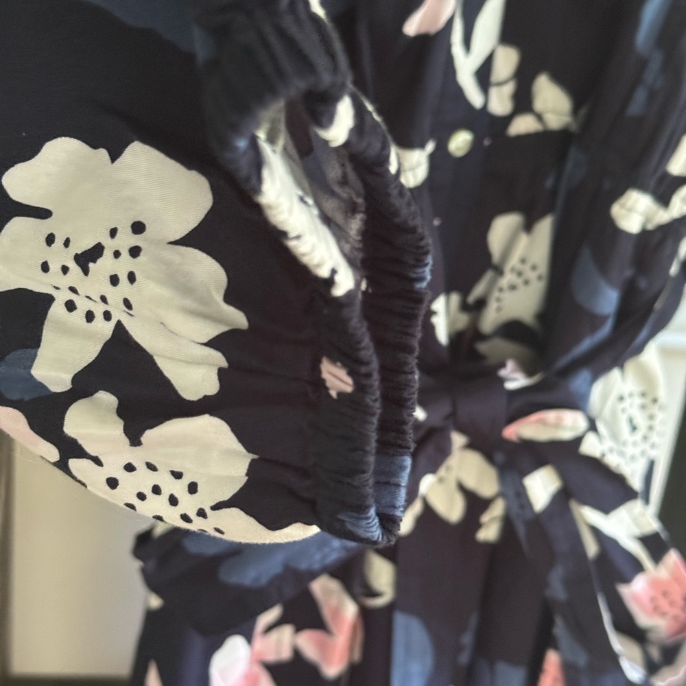 Free Assembly Women's Belted Midi Dress, Floral Long Sleeve Size XL - Picture 3 of 16
